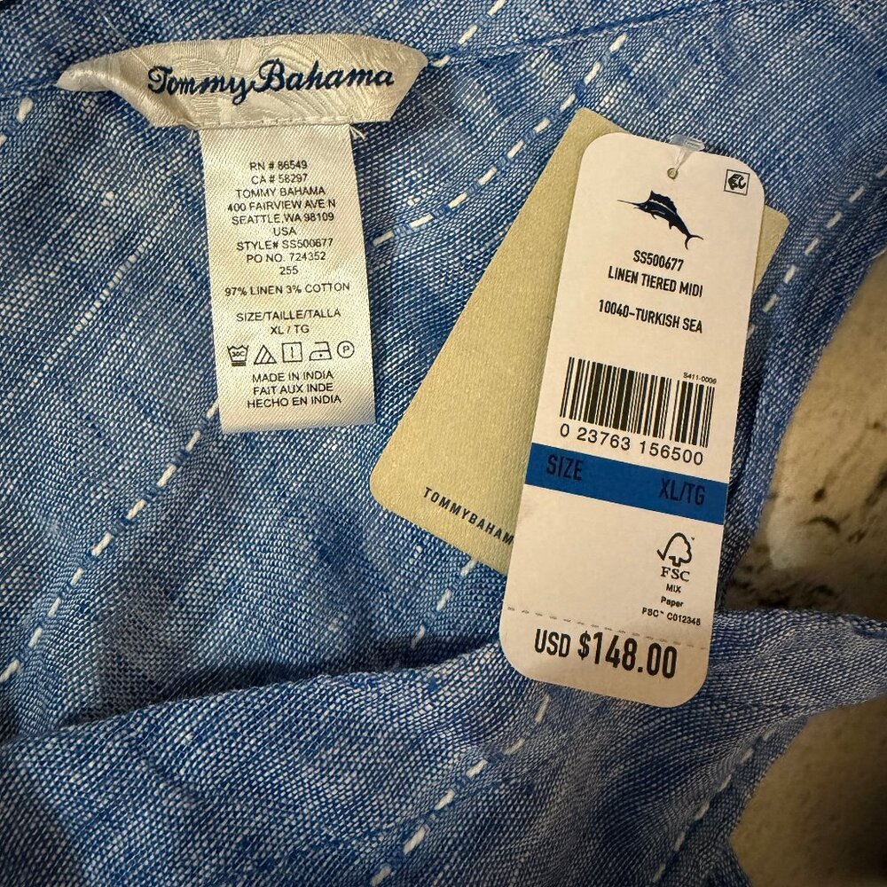 Tommy Bahama Linen Midi Coverup Dress XL - Picture 8 of 9